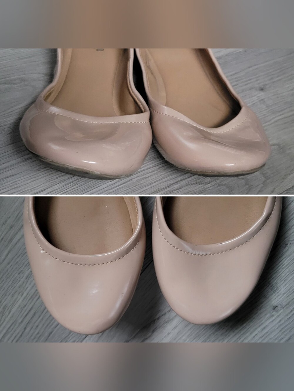 Mossimo Glossy Patent Leather Nude Cream Round Toe Ballet Flats, US 6.5 EU 37 - Picture 5 of 14